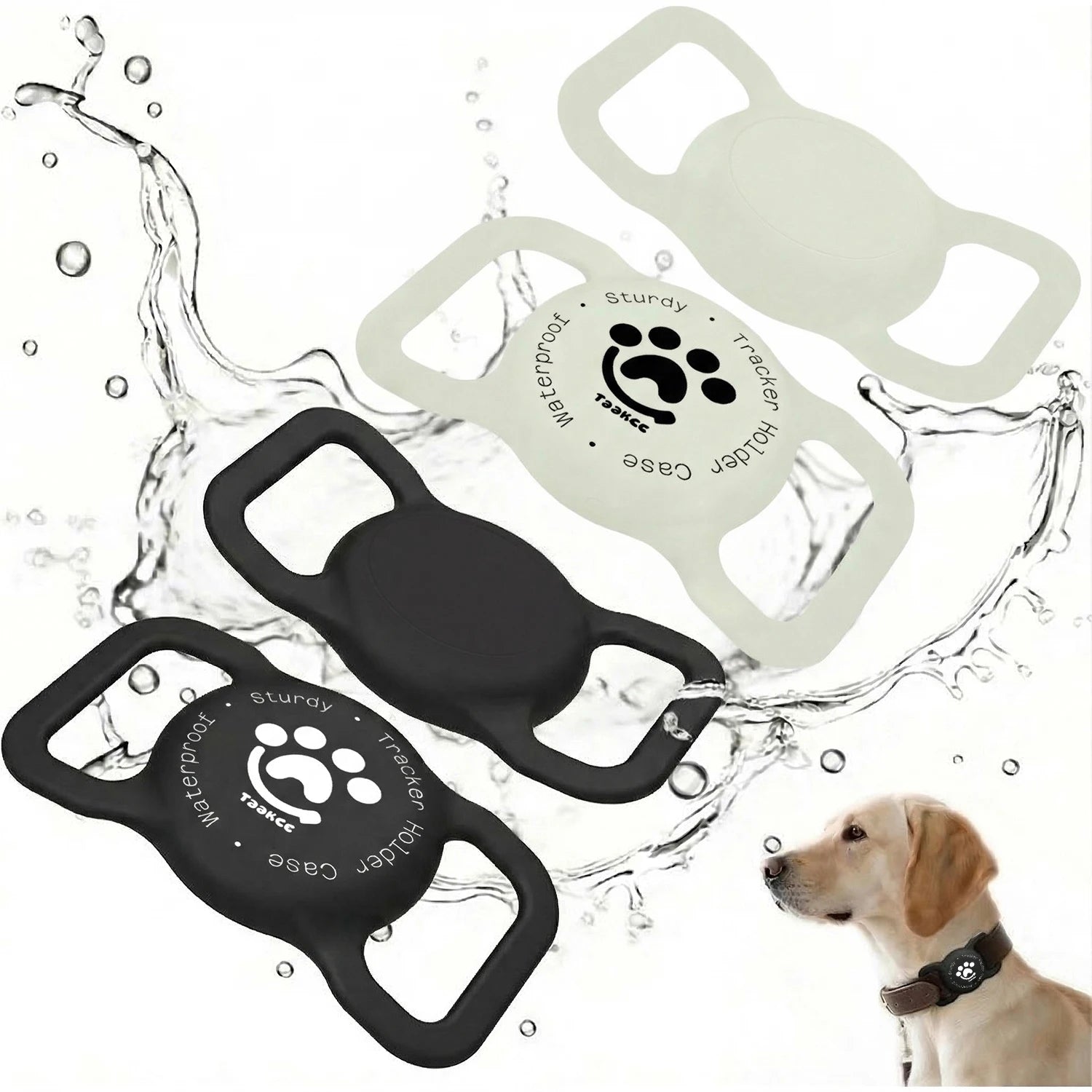 GlowGuard™ | IP68 Waterproof Silicone AirTag Collar Mount (2-Pack)