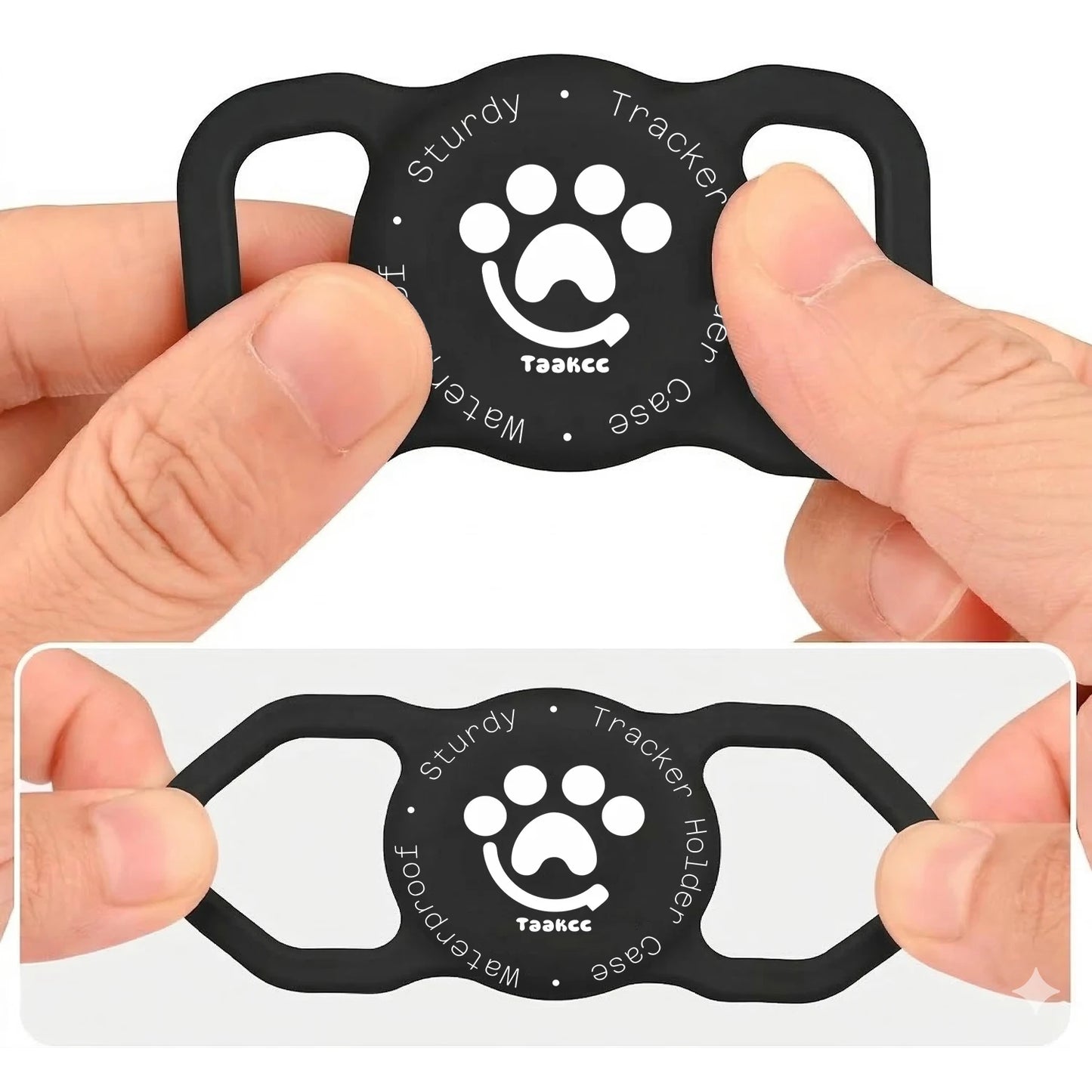 GlowGuard™ | IP68 Waterproof Silicone AirTag Collar Mount (2-Pack)