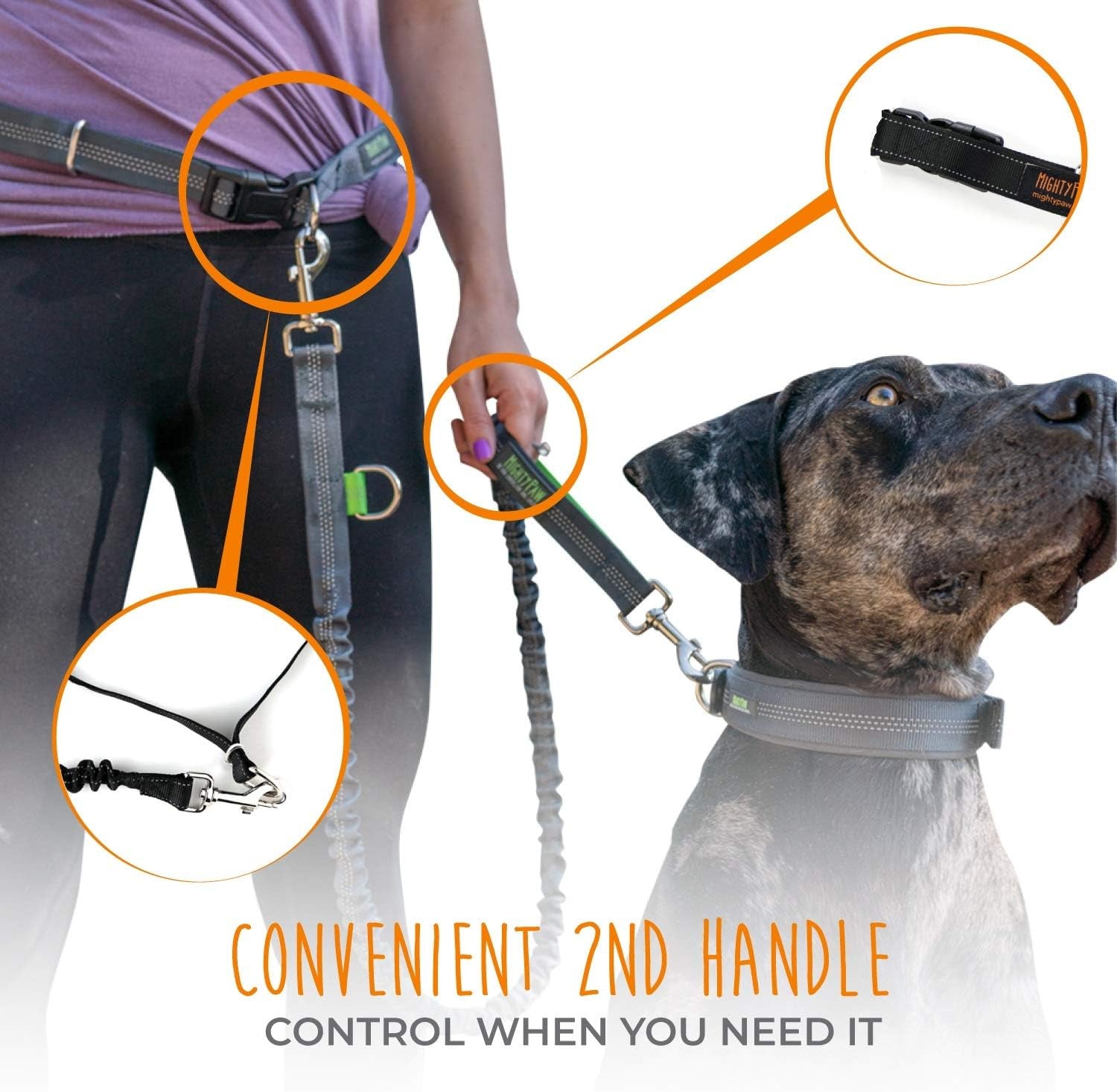 PaceGlide™ | Shock-Absorbing Hands-Free Bungee Leash & Waist Belt
