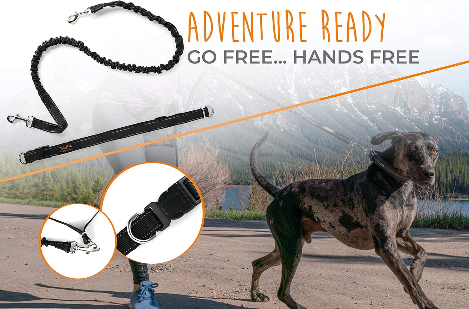 PaceGlide™ | Shock-Absorbing Hands-Free Bungee Leash & Waist Belt