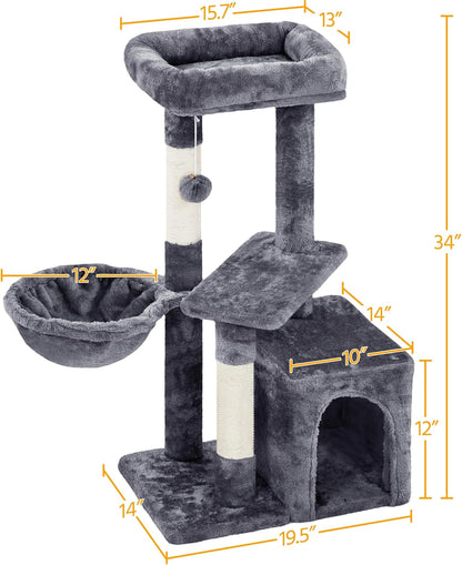 CloudHaven™ | Multi-Level Compact Cat Condo & Activity Tree (34")